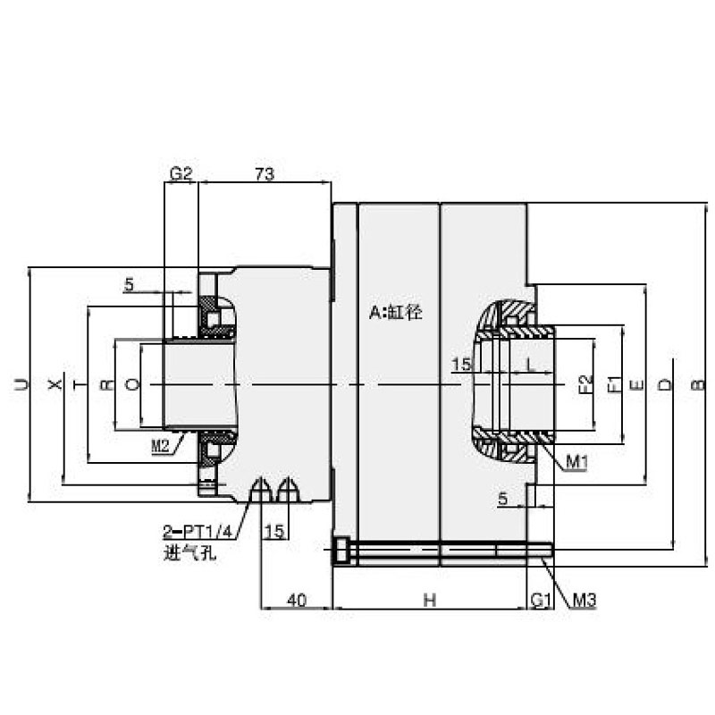 RQ-B hollow double piston cylinder