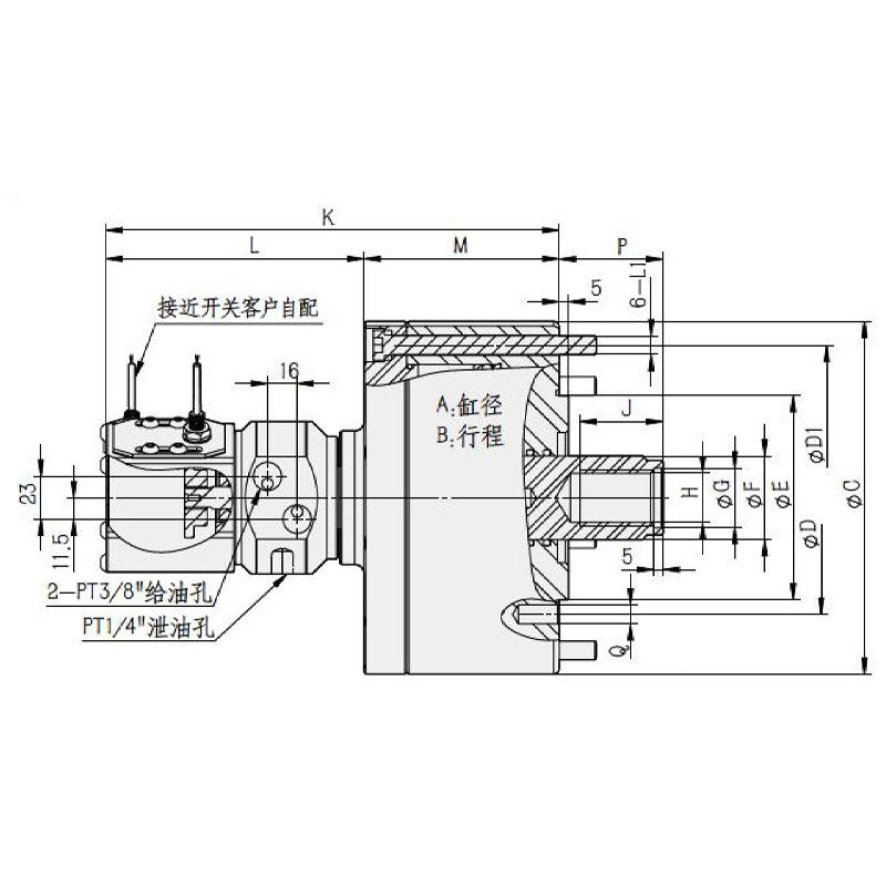 RK-SN Zhongshi stroke detection pressure maintaining type rotary cylinder